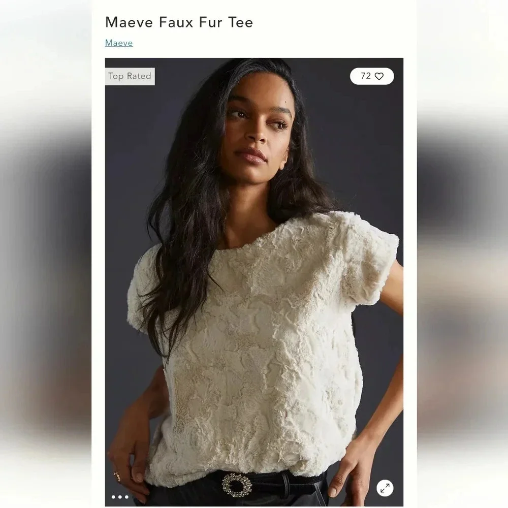 Maeve Faux fur tee from Anthropologie Size M - Picture 1 of 6